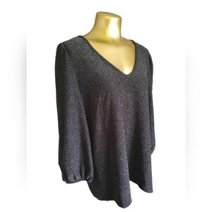 Reitmans XL shiny sparkle puffy sleeves‎ shirt holiday shirt